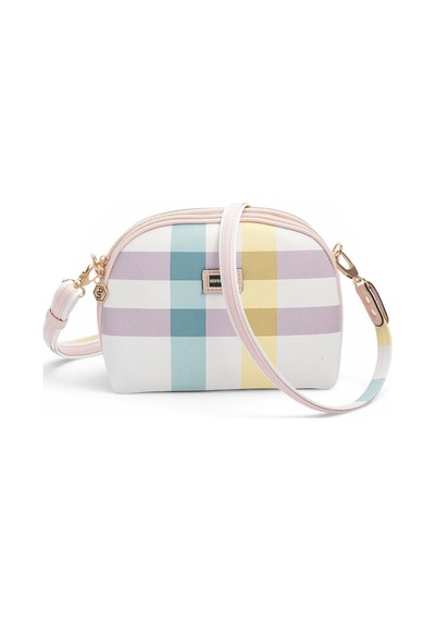 Silver & Polo Silver Polo Lila - Pembe Ekose Kadın Çapraz Çanta Sp765