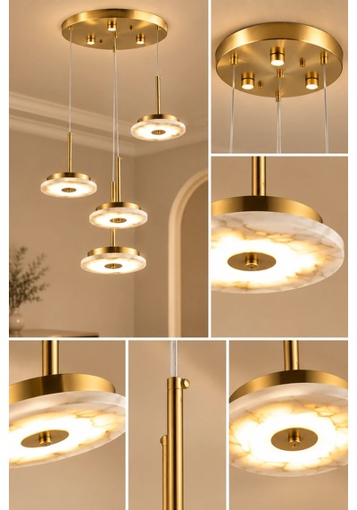 Modern Premium Gold Led Sarkıt Avize 4 Halkalı Modern Dekoratif Salon Yemek Odası Aydınlatma 85w