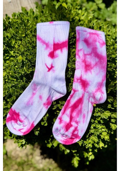 Lousocks Unisex Beyaz Batik Desenli Soket Spor Çorap
