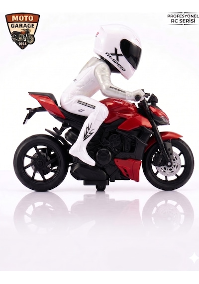 Th-speed X Uzaktan Kumandalı Rc Motosiklet Model - Kırmızı - 1/10 Ölçek - Yarışçı Figürlü