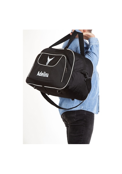 Adelina Bags Unisex Siyah Seyahat Tatil Spor Kabin Boy Kumaş Valiz El Ve Omuz Çantası Siyah