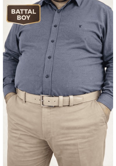 Parscraft Battal Boy / Büyük Beden / Uzun Boy Xxxl 3,5 Cm Klasik Erkek Hakiki Deri Kemer 170 Cm E Kadar Krem