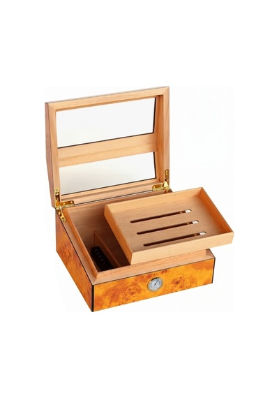 Premiumquality Barranco Camlı Kahverengi Sedir Humidor Puro Kutusu - Tr9824