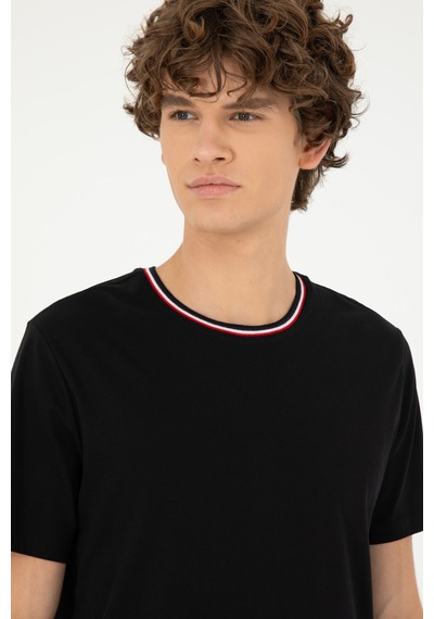 U.S. Polo Assn. Erkek Regular Fit Bisiklet Yaka Siyah Tişört 50294289-VR046