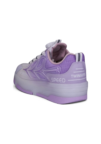 Nstil Unisex Yetişkin Çocuk Spor Ayakkabı Akıllı Bağcıklı Çıkarılabilen Patenli Işıklı Sneaker 003 Mor