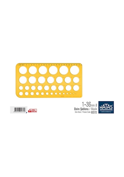 Hatas 1-36 Mm Daire Şablonu / Büyük Çok Renkli