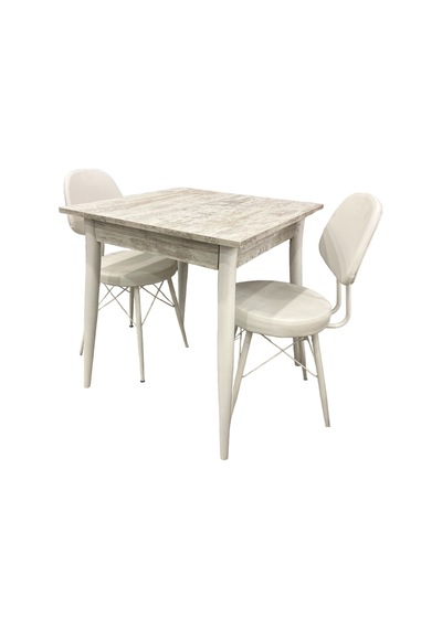 Mendel Masa Ve Eyfel Sandalye Takımı, Kristal, 70x70 Beyaz