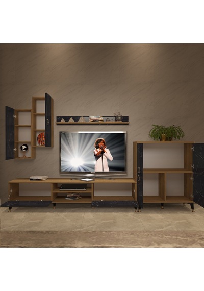 Decoraktiv Eko 6 Mdf Dvd Gold Tv Ünitesi Tv Sehpası - Pera Siyah Mermer Safir Meşe - Royal Mermer Decoraktiv Eko 6 Mdf Dvd Gold Tv Ünitesi Tv Sehpası - Pera Siyah Mermer Safir Meşe - Royal Mermer