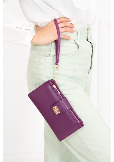 Newish Polo Kadın Mor Soft Doku Deri Kartlık Ve Cüzdan New049 Mor
