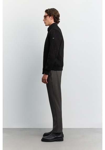 Avva Erkek Siyah Bomber Yaka Süet Dokulu Mevsimlik Comfort Fit Mont B006045