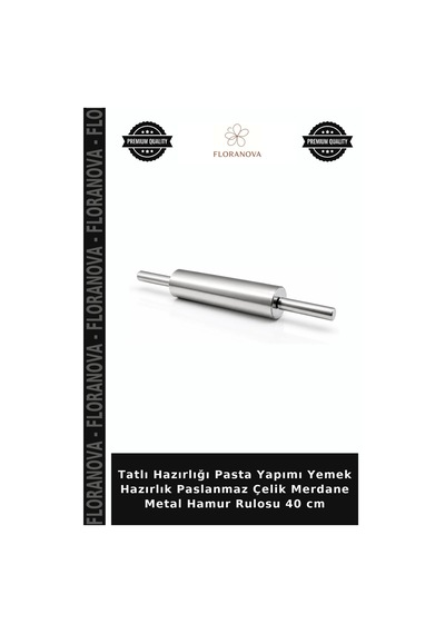 Tatlı Hazırlığı Pasta Yapımı Yemek Hazırlık Paslanmaz Çelik Merdane Metal Hamur Rulosu 40 Cm Çok Renkli