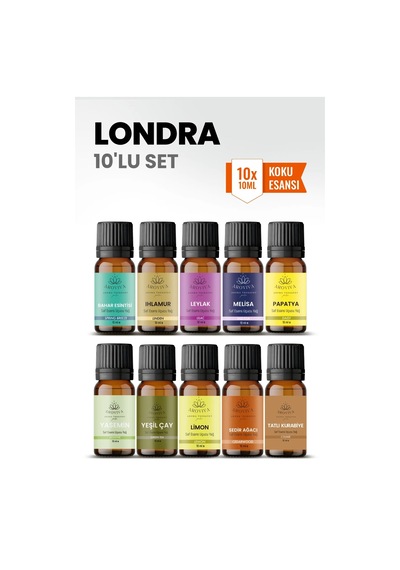 Londra 10 Lu Oda Kokusu Seti Buhurdanlık Yağı, Difüzör Esansı Ve Esansiyel Uçucu Yağ 10ml X 10 Karışık
