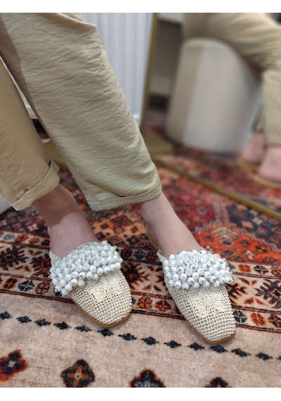 My Stil Moda Kadın Önü Kapalı Hasır Terlik Boncuk İşlemeli Çeyiz, Günlük, Misafir Ev Terliği Bej My Stil Moda Kadın Önü Kapalı Hasır Terlik Boncuk İşlemeli Çeyiz, Günlük, Misafir Ev Terliği Bej