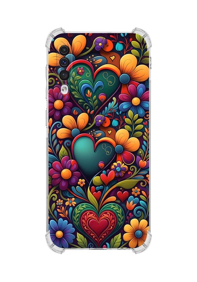Printify Samsung Galaxy A50 İle Uyumlu Düşlerin Dansı Serisi Çiçeklerin Dansı Tasarımlı Uv Baskılı Köşe Korumalı Antişok Kılıf Şeffaf