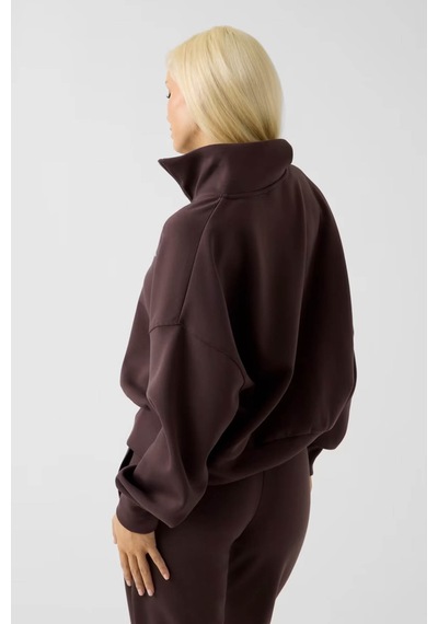 Guess Yarım Fermuarlı Kahverengi Kadın Sweatshirt V6yq25k4801