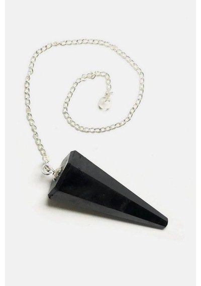 Doğal Şungit Taşı Pandül Sarkaç Shungite 218-6 Gümüş
