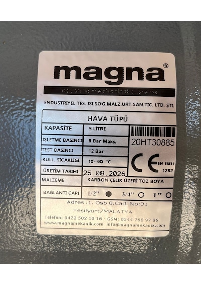 5 Lt. Hava Tüpü - Kalorifer Tesisatı İçin 10 Bar