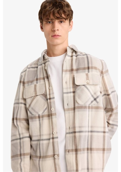 Defacto Regular Fit Kareli Polar Uzun Kollu Gömlek F0104ax25wnbg766 Bej-bg766