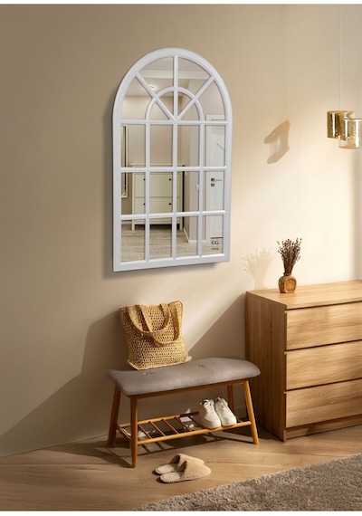 Ant Home Pencere Model, Ayna, Duvar Aynası, Salon Aynası, Dressuar Aynası, Ahşap Lake Boyalı, Beyaz