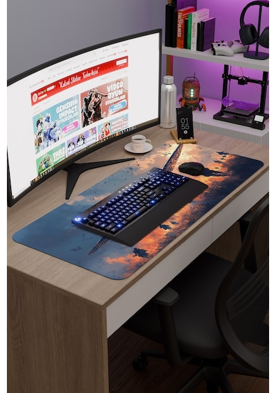 Airplane Uçak Kaymaz Dikişli Kauçuk Oyuncu Mousepad V5 - 90x40 Xxl Gaming Mouse Pad Fare Altlığı