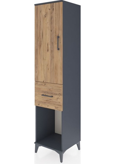Hyperion Dolap Tek Raflı Tek Çekmeceli Tek Askılı 44x44x195 Antrasit-çam Antrasit