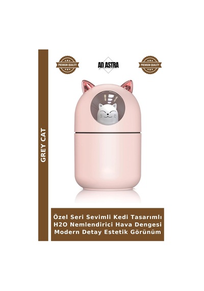 Özel Seri Sevimli Kedi Tasarımlı H2o Nemlendirici Hava Dengesi Modern Detay Estetik Görünüm