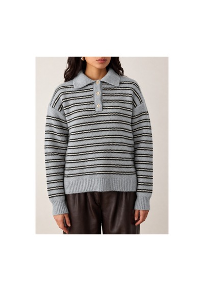 Maison Velora Kadın Mavi Siyah Çizgili Basic Oversize Polo Yaka Yarım Pat Düğmeli Triko Kazak-27aj002 Mavi 923050279 Mavi Maison Velora Kadın Mavi Siyah Çizgili Basic Oversize Polo Yaka Yarım Pat Düğmeli Triko Kazak-27aj002 Mavi 923050279 Mavi