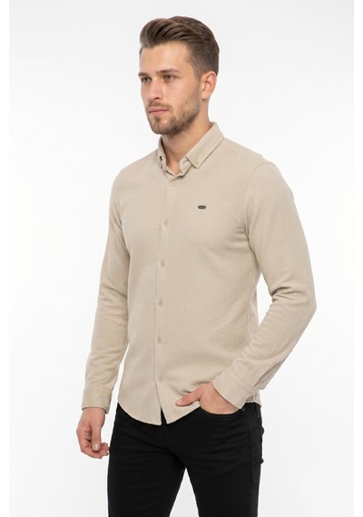 Foterman Erkek Spor Slim Fitt Uzun Kol Gömlek Bgl-st05440 Taş