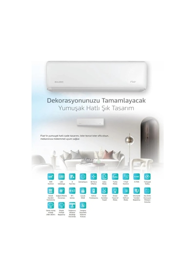 Alarko Flair FLR-BSP2401HW8 WIFI 24000 BTU R32 Duvar Tipi Split Inverter Klima