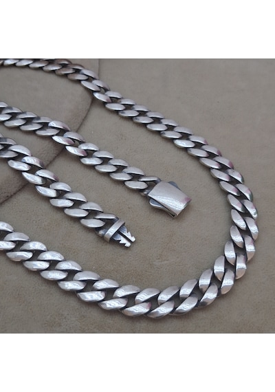 925 Ayar Gümüş Özel Kutu Kilitli Gurmet Model Erkek Kolye 8.75 Mm