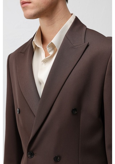 Antioch Relax Fit Kruvaze Erkek Blazer Ceket Koyu Kahve