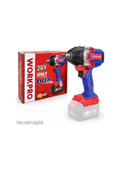 Workpro Wp390213 20volt 1/2 850nm Kömürsüz Profesyonel Şarjlı Somun Sıkma Akü Dahil Değildir