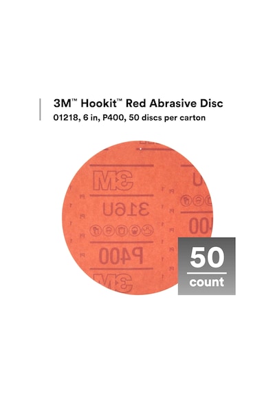 3m Hookit Kırmızı Zımpara Diskleri, 01219, Deliksiz, 6 Inç, 320+