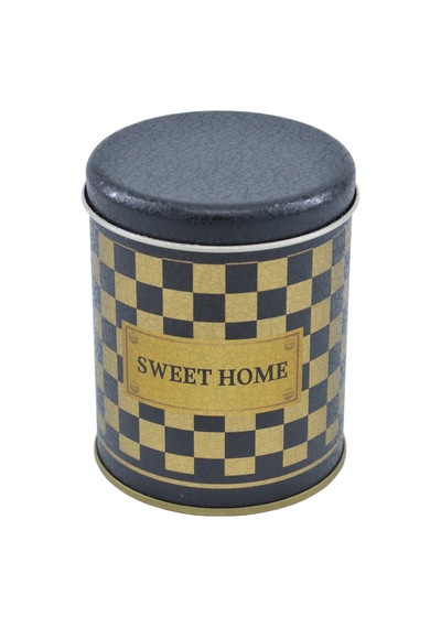 Checkers Gold Swt Home Desenli Yuvarlak Metal Kutu, 9 Cm X 11 Cm, 0.6 Lt