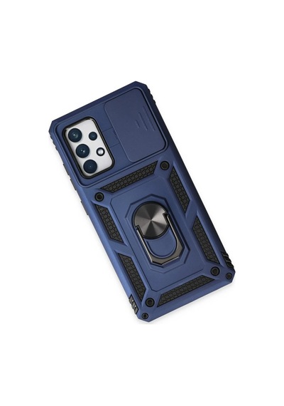 Samsung Galaxy Uyumlu   A72 Kılıf Pars Lens Yüzüklü Silikon - Lacivert