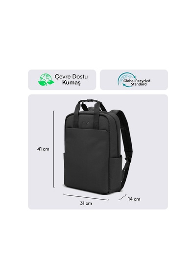 Mce-1521 Nova Eco Çevre Dostu Laptop Sırt Çantası 15.6 İnç,ykk Fermuarlı Bilgisayar Sırt Çantası, Kadın Ve Erkek Günlük Çanta, Okul Ve İş Çantası, Siyah