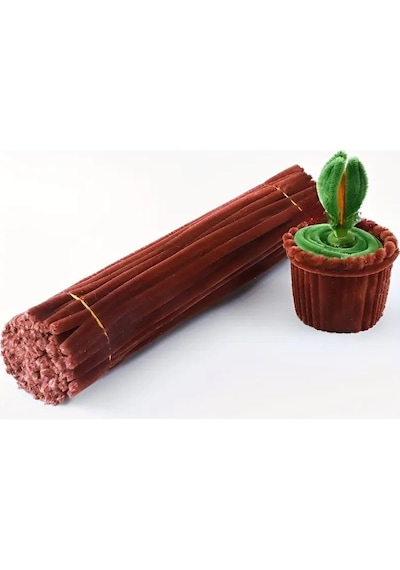 Kahverengi 50 Adet Şönil, Tüylü Tel, Eğitici Şönil Seti, 30 Cm, Peluş Tel
