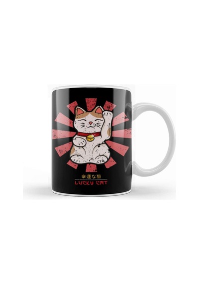 Lucky Cat Retro Japanese Kupa Bardak Porselen Karışık