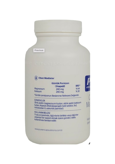 Pure Encapsulations Calcium Magnesium (Citrate) 90 Kapsül