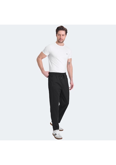 Slazenger KALINA IN Erkek Fermuar Cepli Siyah Eşofman Altı