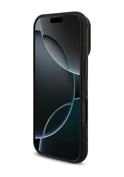 Apple Uyumlu iPhone 16 Pro Max Kılıf Lacoste Lisanslı M-safeli Standlı Pu Karışık Monogram Desenli Kapak Siyah Siyah