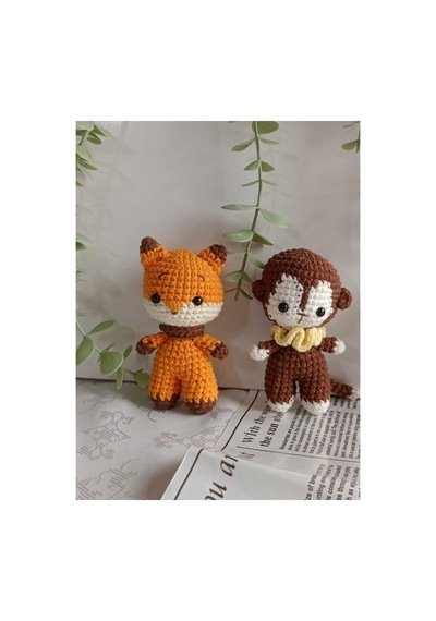 Amigurumi Organik Örgü Hayvan Oyuncak Uyku Arkadaşı Ayıcık, Kedi, Tavşan, Sıpa, Maymun, Tilki