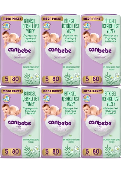 Canbebe Bebek Bezi Beden:5 11-18kg Junior 480 Adet Mega Ekstra 5 Numara