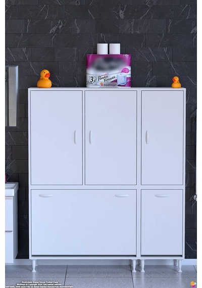 Ohbe 100 + 40cm Genişlik 160cm Boy 32,5cm Derinlik Kirli Sepetli 3 Uzun Kapak Çok Amaçlı Banyo Dolabı 100 + 40 Cm Ohbe 100 + 40cm Genişlik 160cm Boy 32,5cm Derinlik Kirli Sepetli 3 Uzun Kapak Çok Amaçlı Banyo Dolabı 100 + 40 Cm