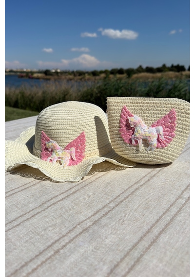 Mollycrush Kız Çocuk Yazlık Hediye Şapka Çanta Set Unicorn Model Güneş Koruyucu Krem Rengi Hasır Plaj Kombini Kremmm Mollycrush Kız Çocuk Yazlık Hediye Şapka Çanta Set Unicorn Model Güneş Koruyucu Krem Rengi Hasır Plaj Kombini Kremmm