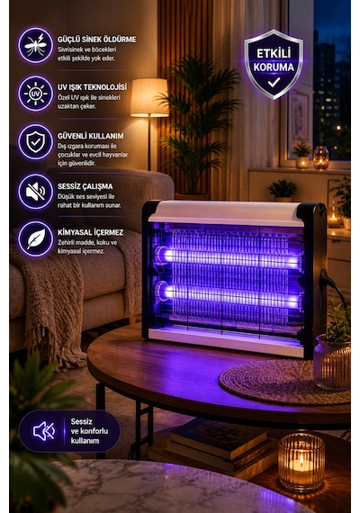 Elektrikli 10+10w Sivrisinek Yok Edici Led Sinek Öldürücü Gece Lambası Haşere Kovucu Haşere Tuzağı Işıklı Cihaz