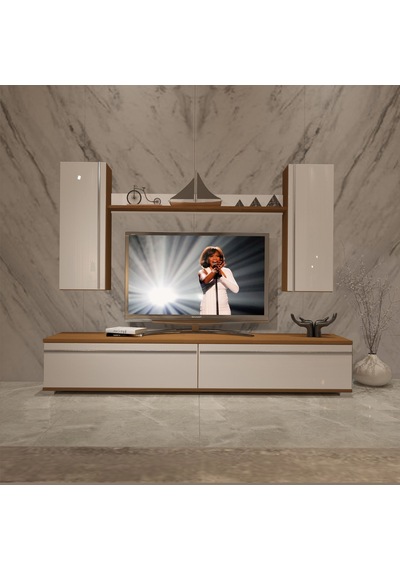 Decoraktiv Eko 5d Mdf Std Tv Ünitesi Tv Sehpası Ceviz - Beyaz