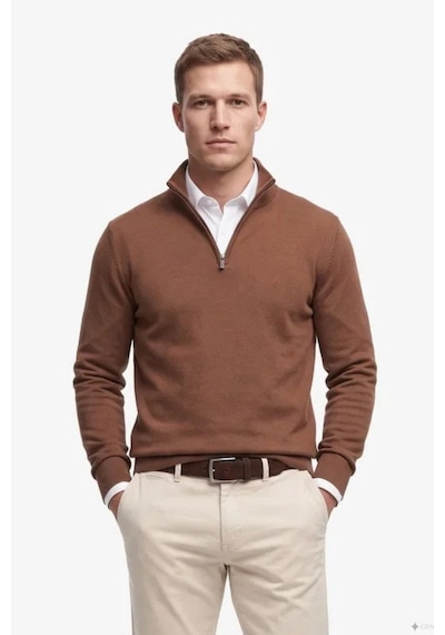 Nautica Erkek Kahverengi Regular Fit Triko-24679