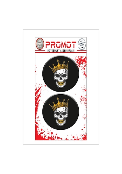 Damla Logo Sticker Skull Kuru Kafa Tasarımlı Kabartmalı 5x5cm 01 Nötr