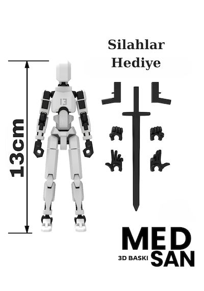 Robot 13 Dummy Beyaz Siyah Tüm Eklemleri Hareketli Aksiyon Figürü Oyuncak 0